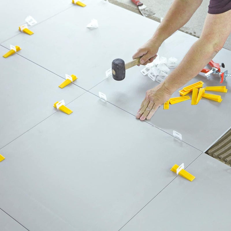 Threetwone 400pcs Tile Leveling System Wedges, Reusable, 1/32, 1/16, 1/8 Inch Spacer Compatible,Wall Tile Installation Kit (yellow, 400) - Image 3